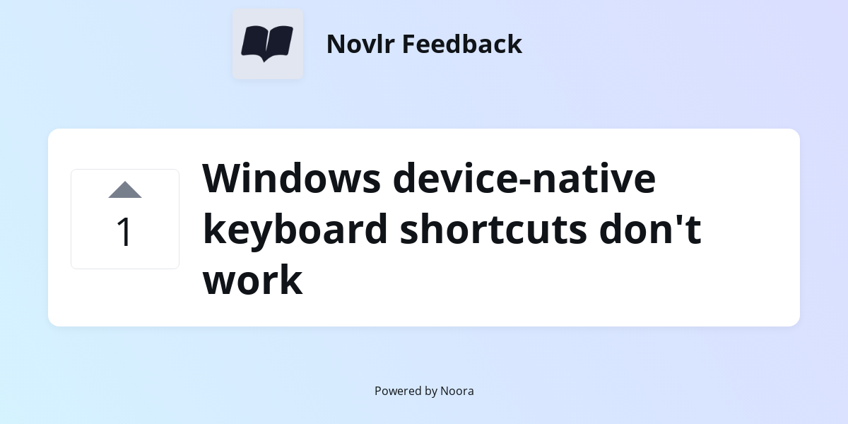 Windows devicenative keyboard shortcuts don't work Bugs Novlr