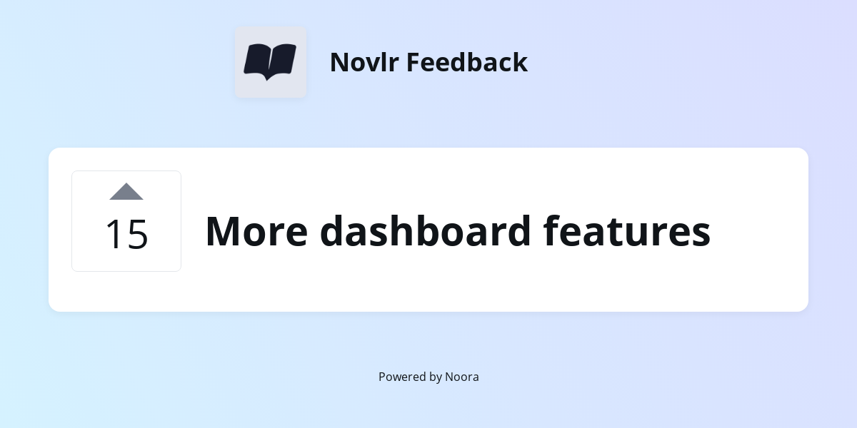 More dashboard features | Features | Novlr